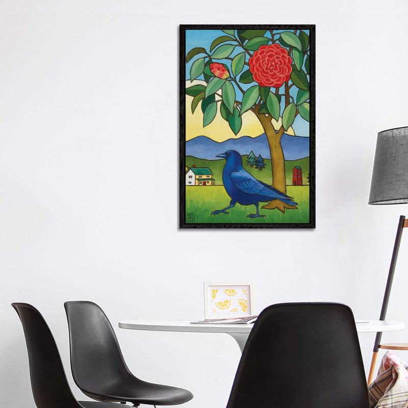 Camelia And Crow by Stacey Neumiller - Gallery-Wrapped Canvas Giclée on Canvas, 101.6 cm H x 66.04 cm W, Black Framed