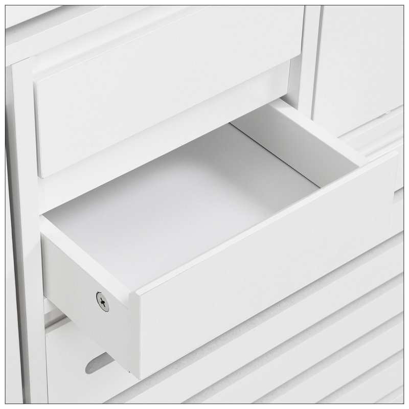 Multi-Functional Tipping Bucket Shoe Cabinet With Wall Cabinet, Space-Saving Design Foyer Cabinet With 2 Flip Drawers, Versatile Side Cabinet For Hallway