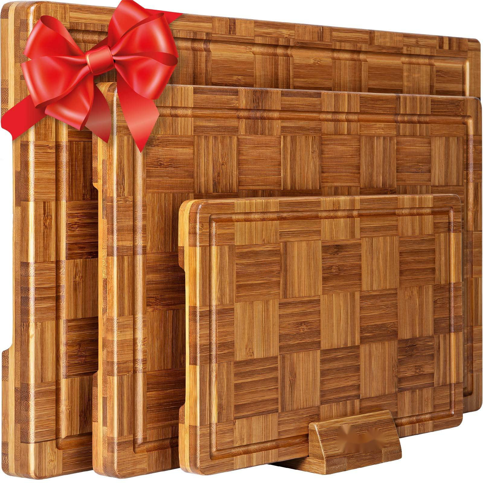 Bamboo Cutting Boards for Kitchen - Wood Cutting Board with Juice Grooves - Small  Wood Cutting Board for