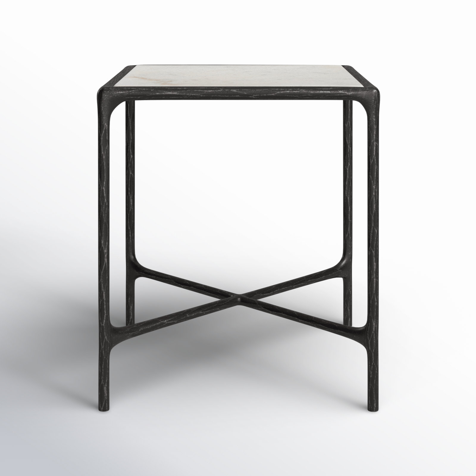 Evelynn End Table, Black, White Marble