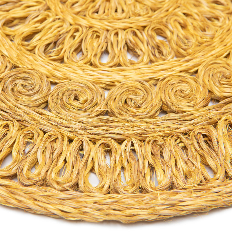 Circolo Abaca Abaca Geometric Round Placemat, Mustard