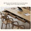 Bureau rectangulaire brun en bois massif avec 6 tiroirs-107834327