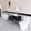 Meuble-lavabo flottant mural 36 po noir avec plateau en marbre artificiel blanc-1804651841