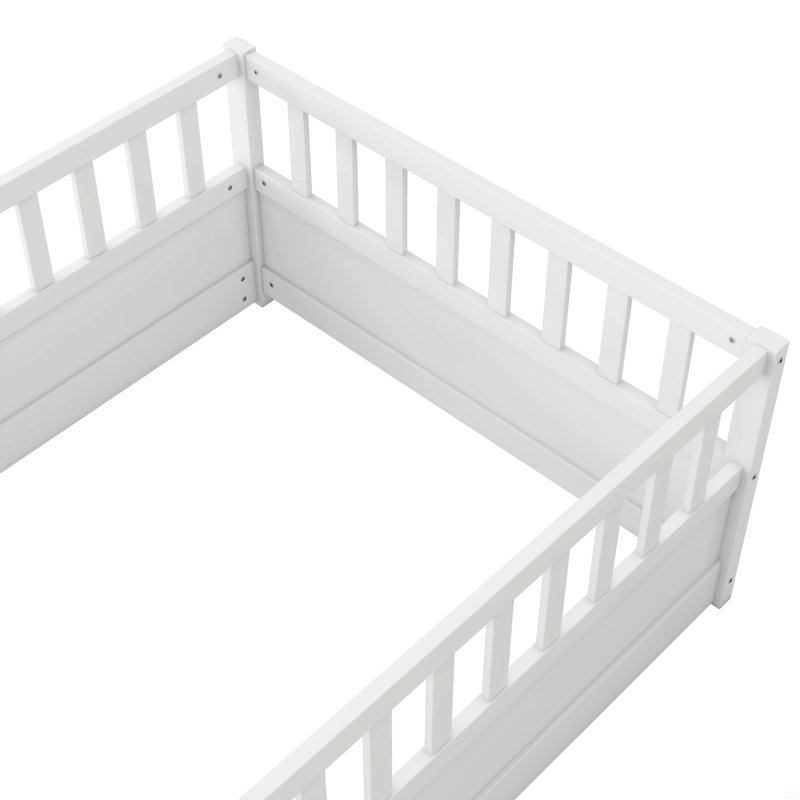 Lit simple au sol, base de lit pour enfants, Lit simple, Blanc