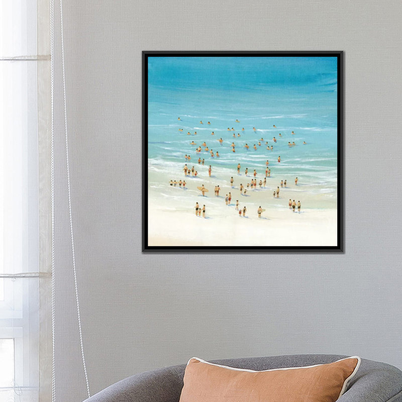 « ocean nage ii », impression sur toile, H 18 po x l 18 po x P 1,5 po, Toile avec cadre noir, Pas de tapis