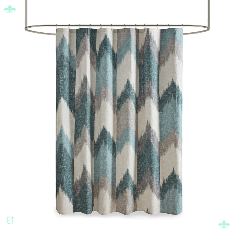 Rideau de douche en coton, Bleu, H 84,11 po x l 50,08 po