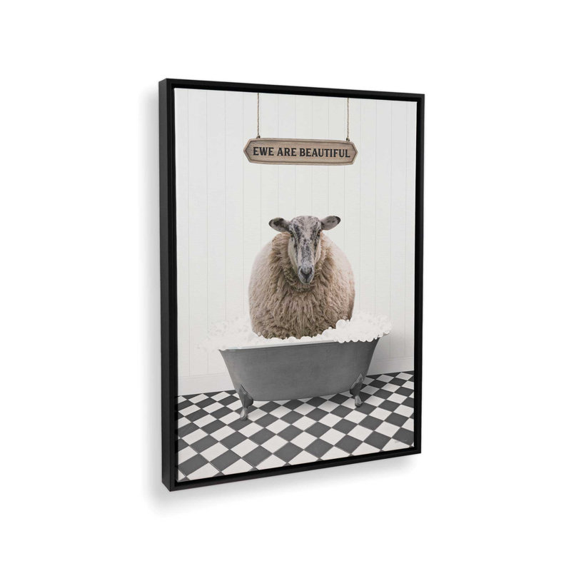 «Ewe Are Beautiful» par lettrage et reproduction d'art, L 24 po x H 32 po, Toile avec cadre, Black