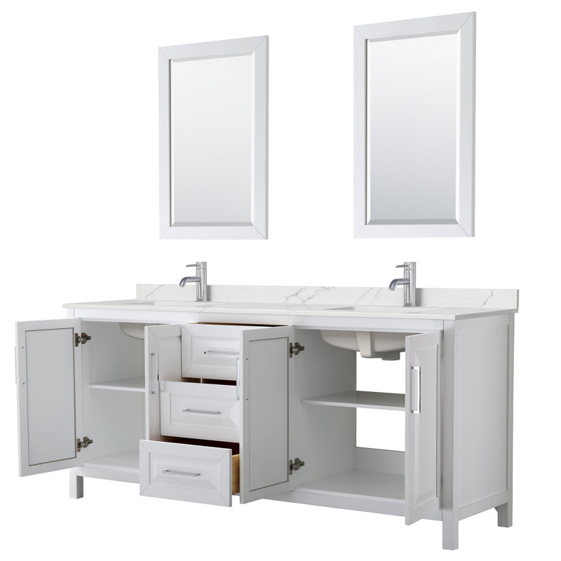 Daria 80'' W Vanity, Polished Chrome, White, Giotto Quartz