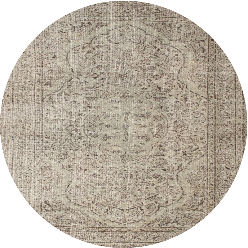 Tapis contemporain gris, Rond 5 pi
