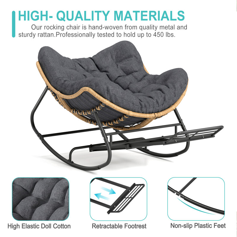 Weixel Wicker Rocking Chair With Cushion And Footrest