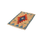 Tapis de zone one-of-kind à la main brun/rouge/bleu 1 pi 11 po x 2 pi 9 po noué la