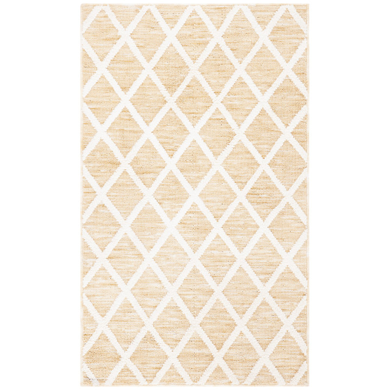 Tapis géométrique doré / ivoire Amaj, Rectangle 6 pi x 9 pi