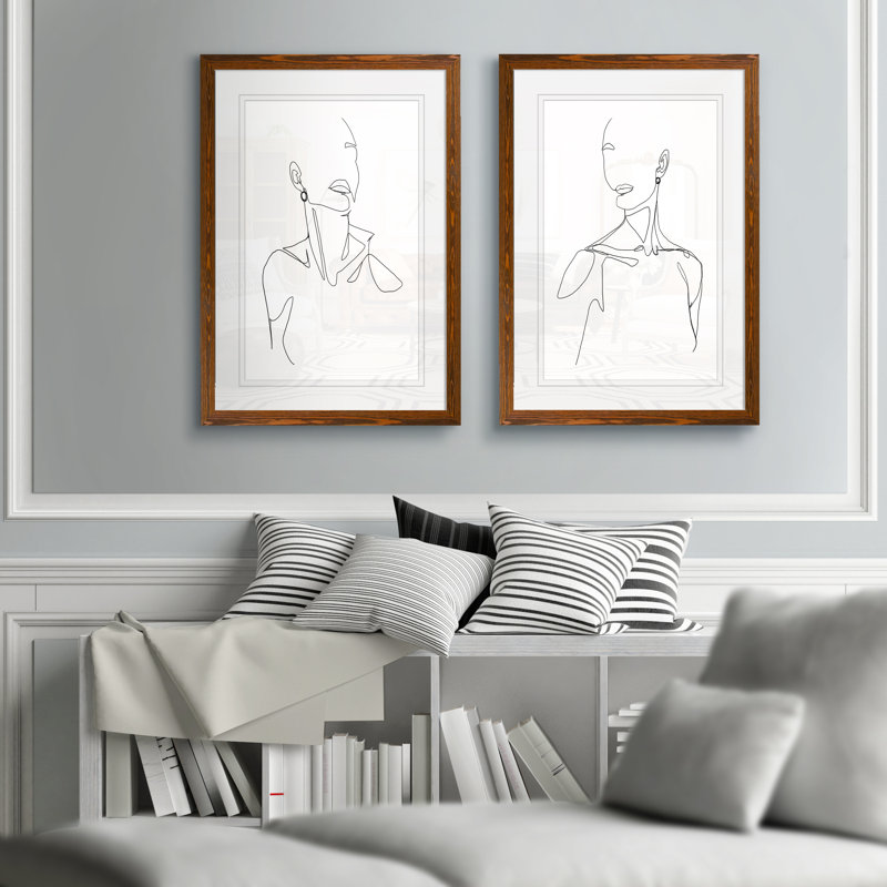 «Everlast Elegance I» par Vincent Van Gogh - ensemble de 2 reproductions de dessins encadrés, H 24 po x l 18 po x P 1,25 po