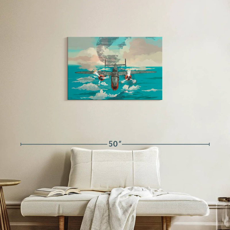 Mehar avion au-dessus de la mer, H 20 po x l 30 po
