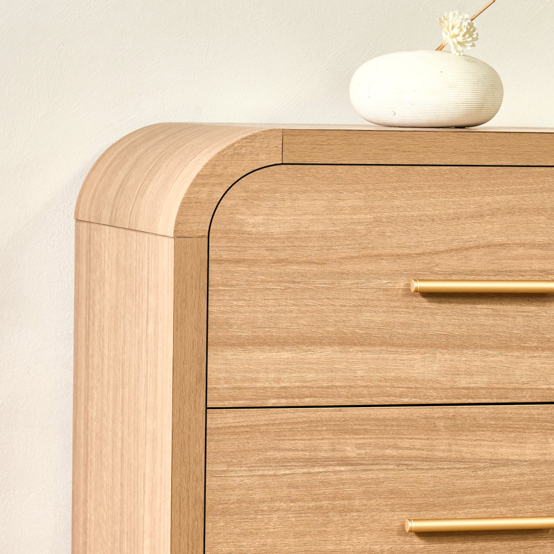 Table de chevet moderne à 2 tiroirs - Design incurvé avec ensemble de 2 balances de rangement optimales, Individuel, Grey Oak