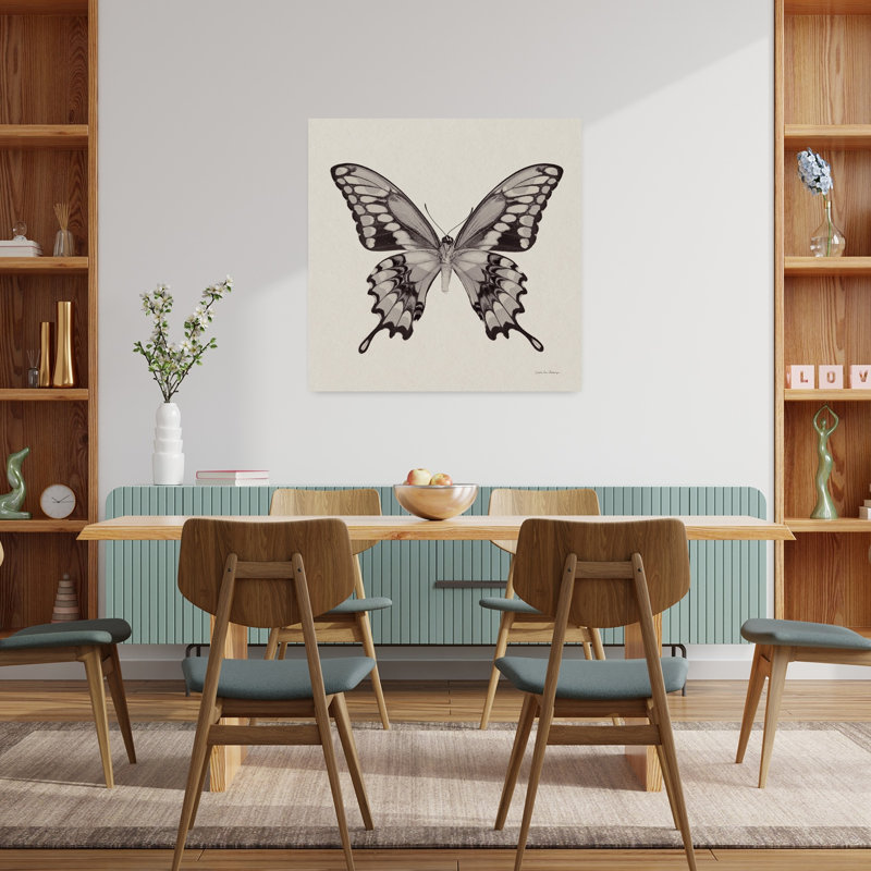 Papillon VI, art contemporain gris, H 36 po x l 36 po