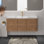 Meuble-lavabo mural imitation chêne 48 po avec lavabo en résine blanche, 3 portes à fermeture en douceur