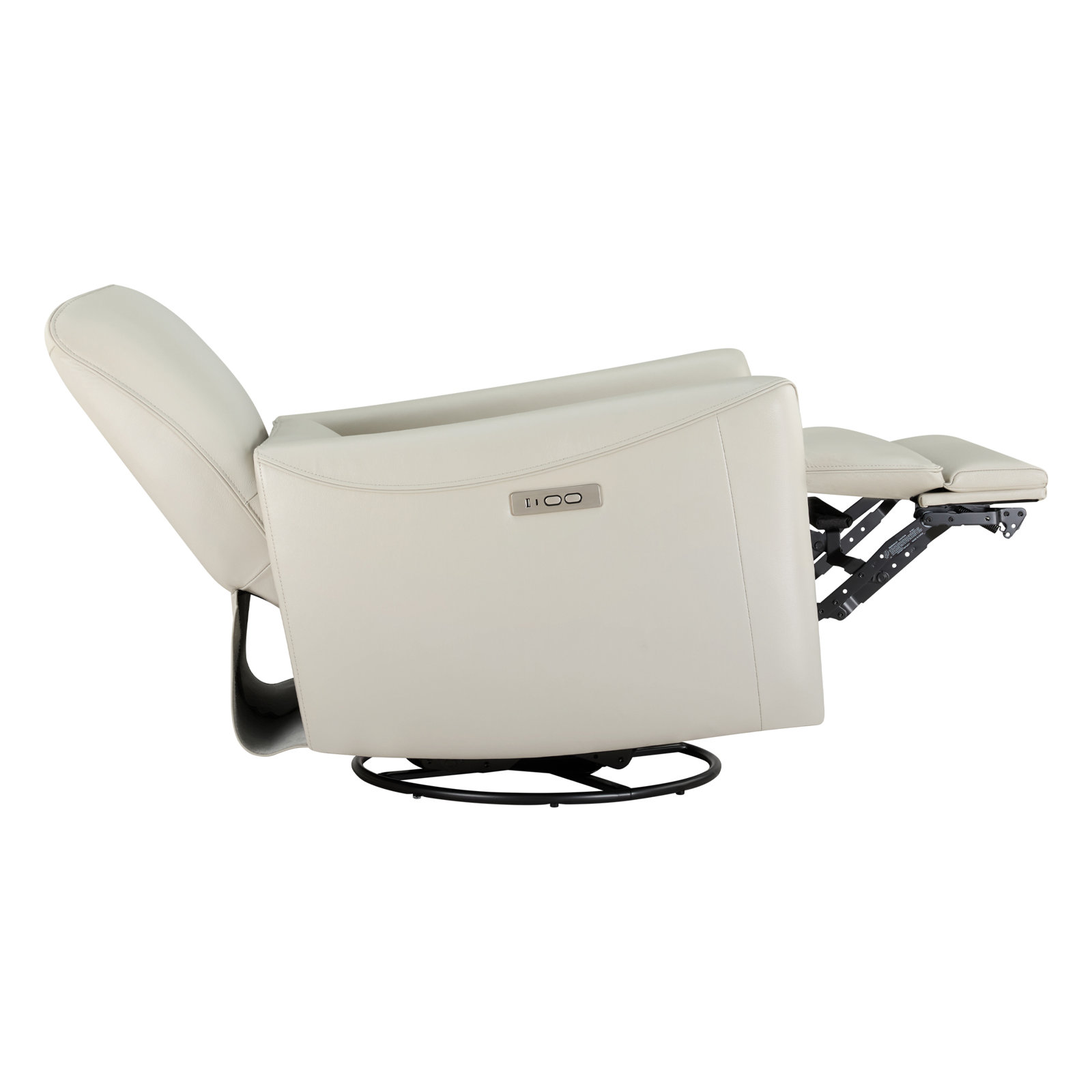 Santo 33" Genuine Leather Swivel Power Recliner, Denali Ivory Genuine Leather