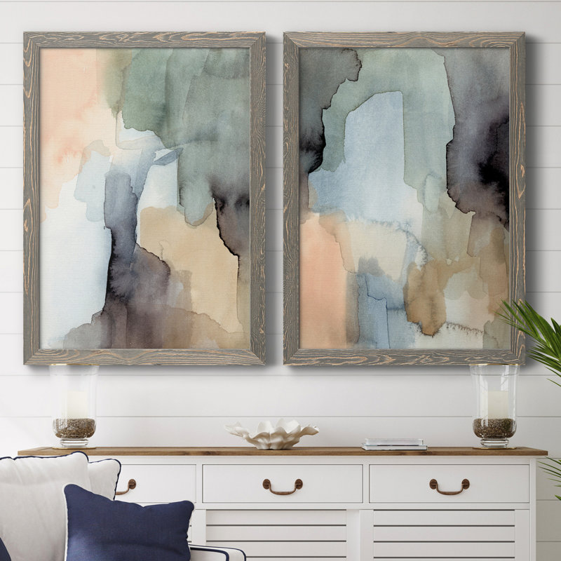Nectar III - ensemble de 2 reproductions d'art sur toiles, H 37,5 po x l 55 po, Toile avec cadre gris