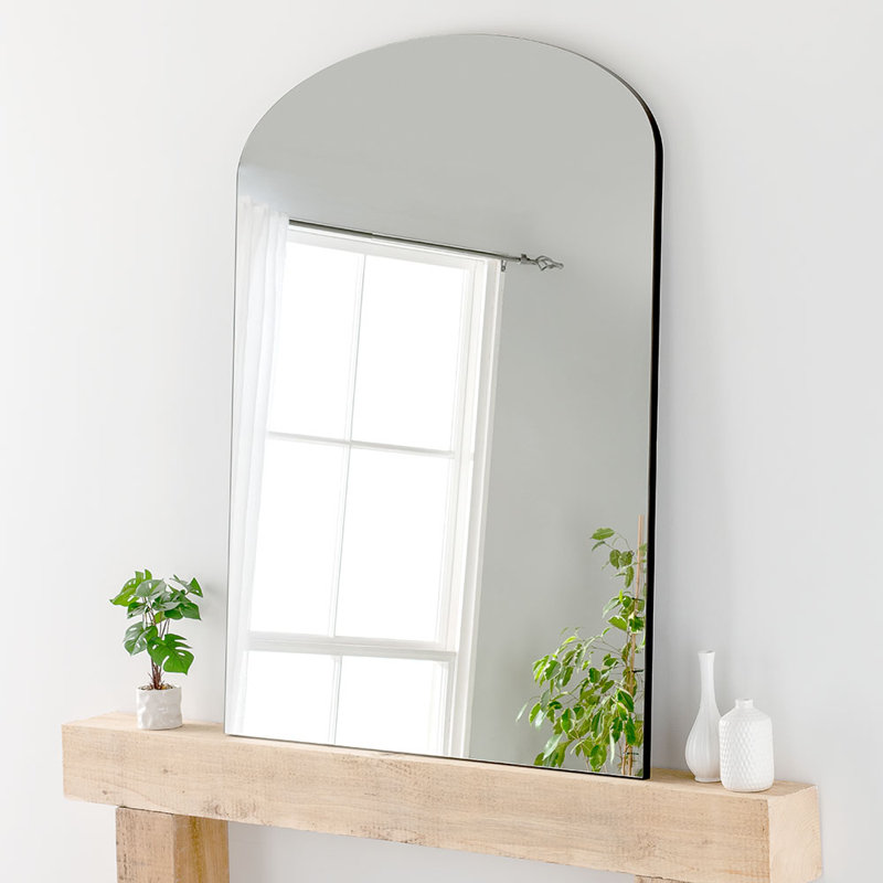 Iftu Wood Flat Mirror, Black