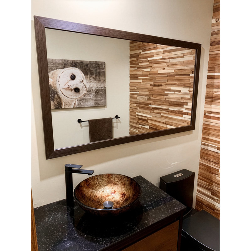 Meade Wood Framed Mirror with Safety Backing ideal for Bathroom / Vanity Mirror, Espresso Textured, 20" x 54"