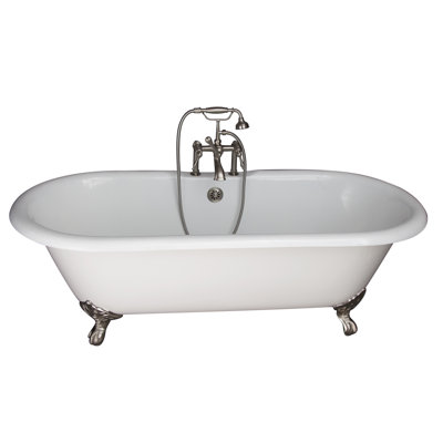 68 " L x 30 " W Freestanding and Mounting / Installation Required Soaking Cast Iron Bathtub with Faucet