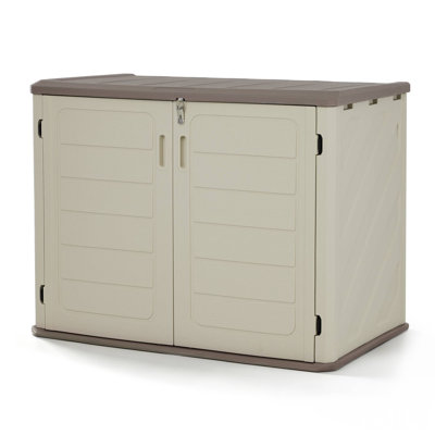 Horizontal Resin Tool Shed, Waterproof Outdoor Storage Cabinet
