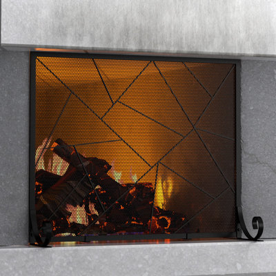 Iron Geometric Fireplace Screen