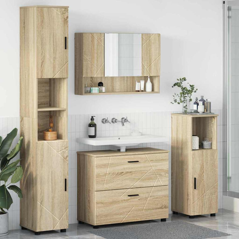 Bathroom Storage Furniture Set, Sonoma Oak