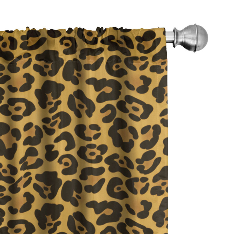Leopard Print Semi-Sheer Rod Pocket Curtain Panels, 28" x 84"