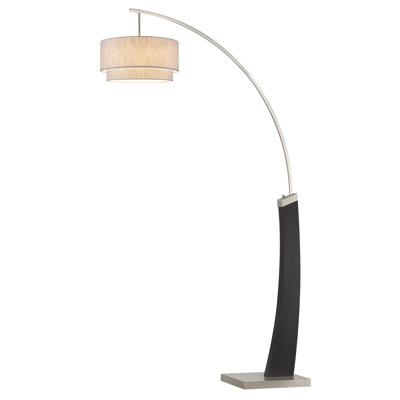  Lampe sur pied arquée / arquée 81 po noir / acier brossé brun clair