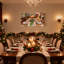 Table de Noël avec bougies et verdure, ensemble de 3 impressions sur toile-546235349