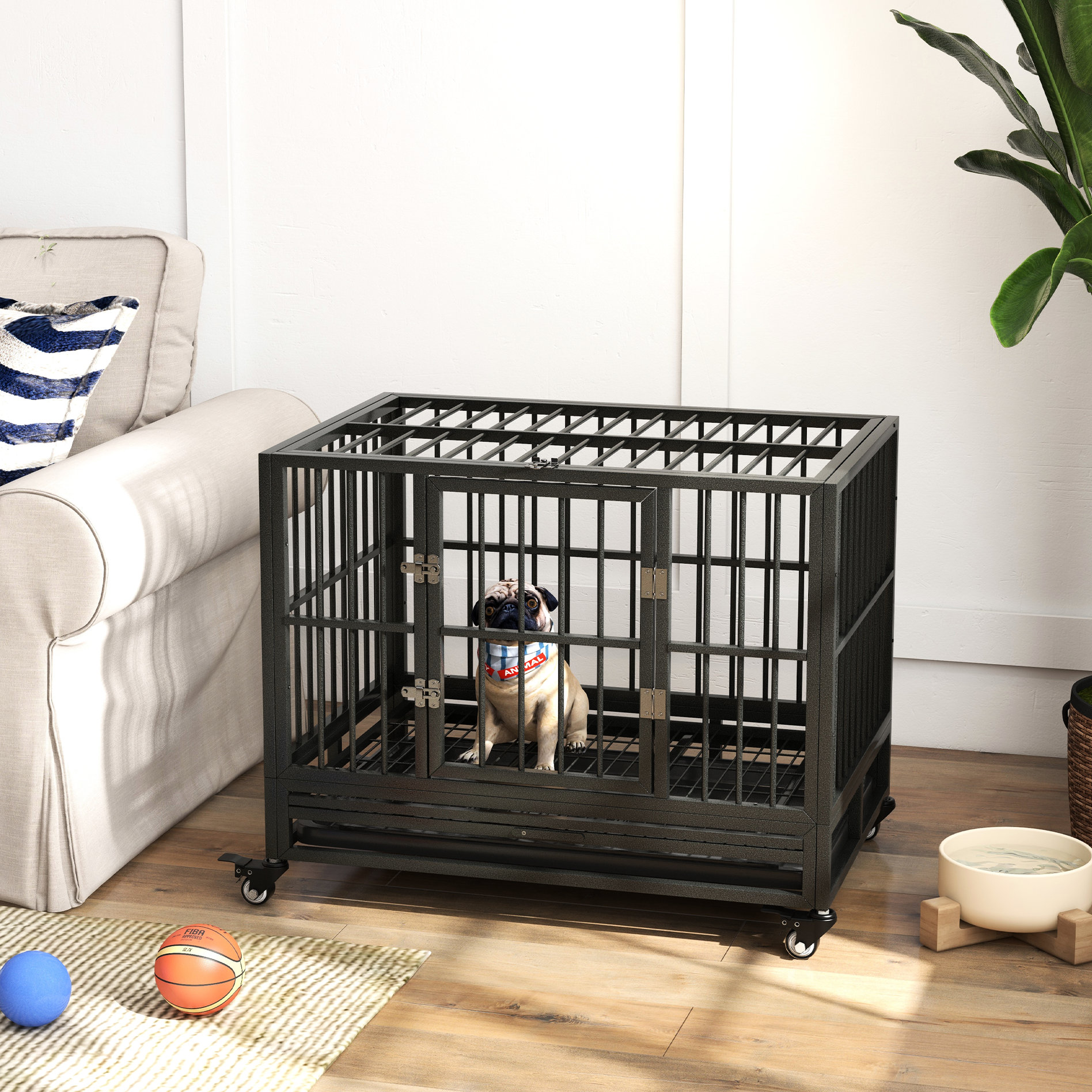 Visual Reference: Tucker Murphy Pet 36 Dog Crate With Lockable Wheels Double