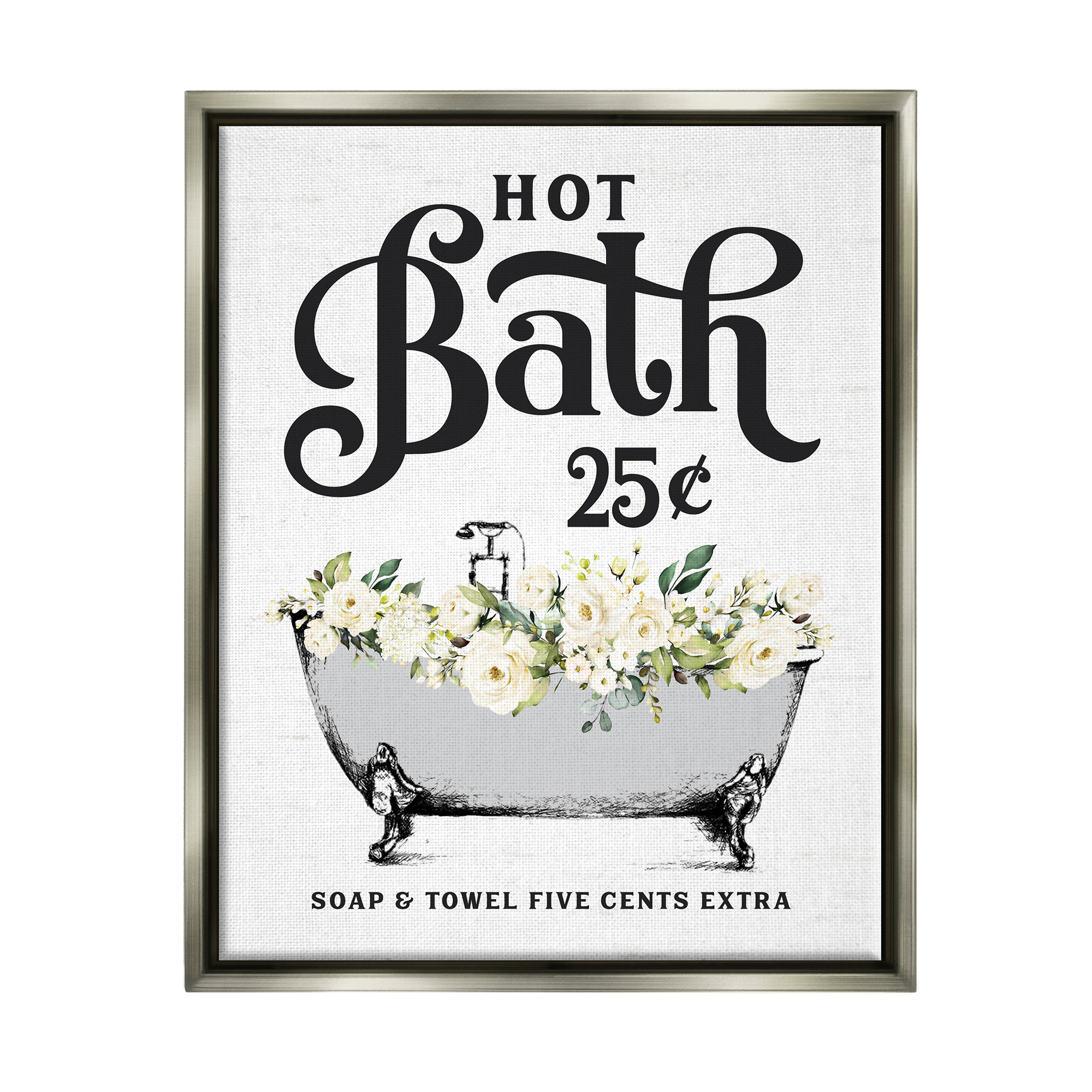 Trinx Hot Bath Floral Tub Framed Floater Canvas Wall Art Design By ...