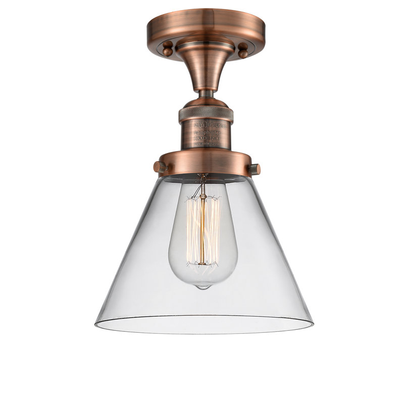 Plafonnier semi-encastré 1 lumière Cone, Cuivre antique, Clair