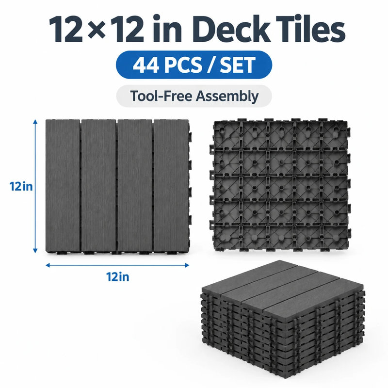 Dalles de terrasse emboîtables en plastique