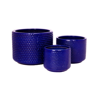 Ceramic Planter Set Of Three Blue