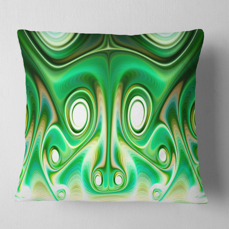 Motif de fleurs vibrantes vert fractal - coussin imprimé abstrait, 16 po x 1 po, Coussin décoratif