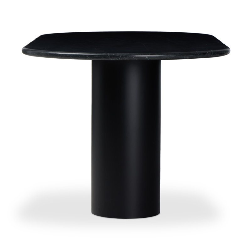 Belle Oval Marble Dining Table, Black Marble