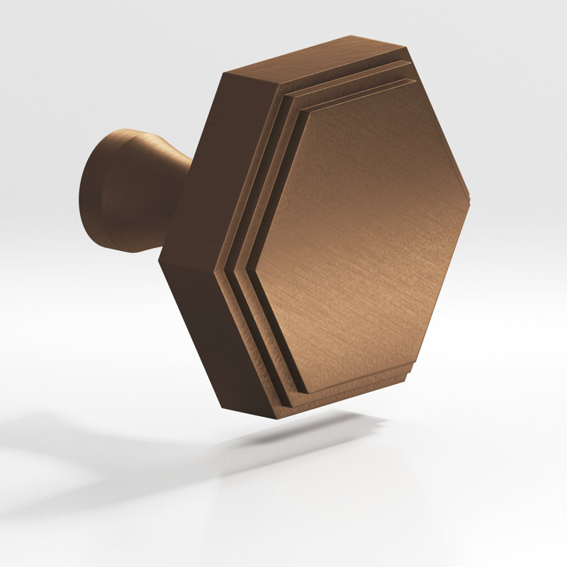 Poignée d'armoire hexagonale avec poteau évasé, Bronze huilé mat, 1.13" L x 1" W