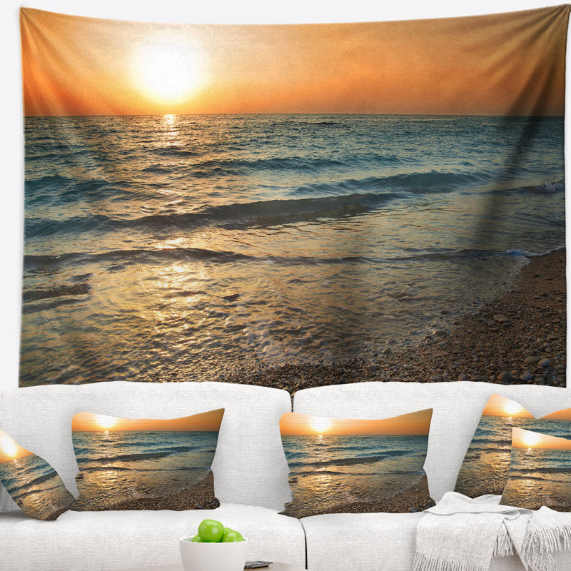 Tapisserie marine de la plage atlantique sombre, H 78 po x l 92 po