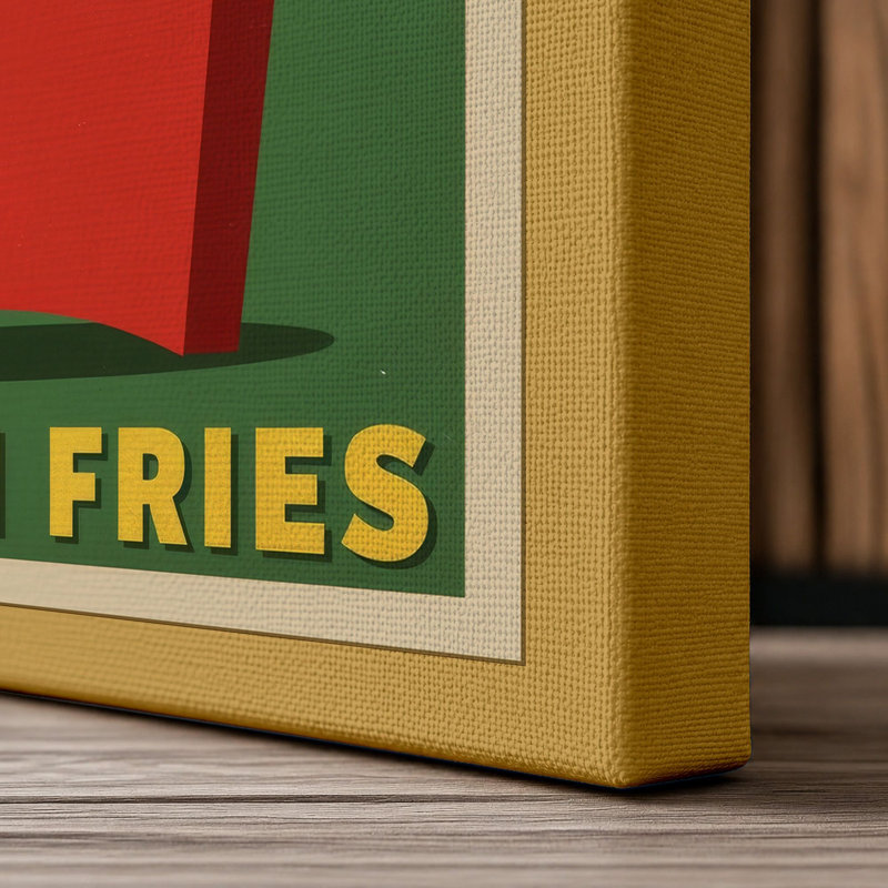 French Fries Diner Retro - Wrapped Canvas, Ochre Border, 30x20 - 76.2 x 50.8 cm