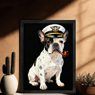 Art encadré noir, capitaine Bulldog, reproduction d'art encadrée de style Klimt