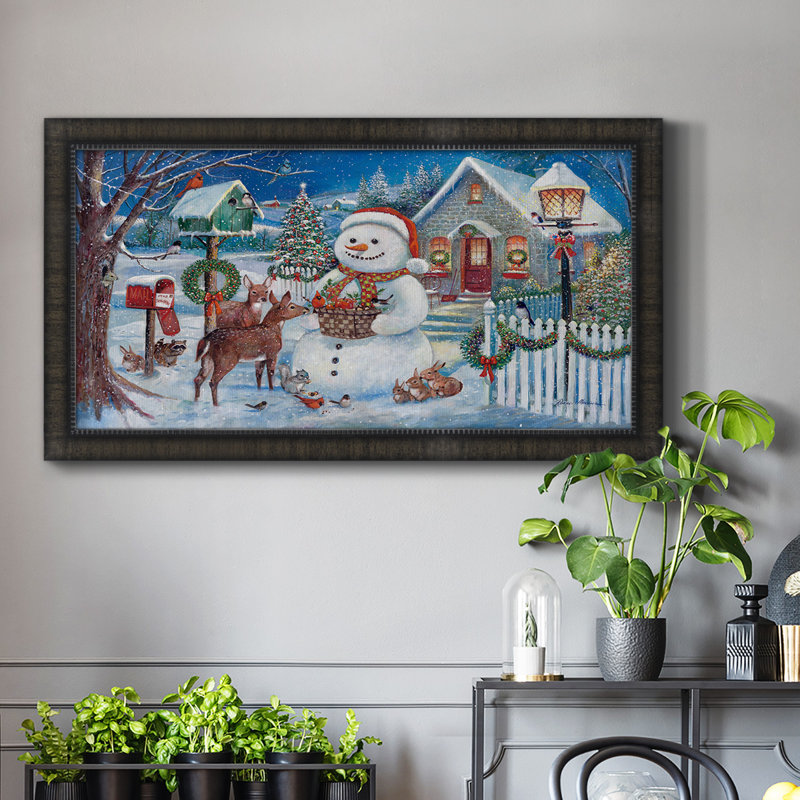 Winter Gathering - Reproduction de photo sur toile, Cadre noir, H 25 po x l 45 po x P 1 po