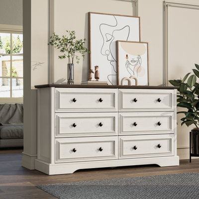 Farmhouse 6 Drawer Dresser For Bedroom