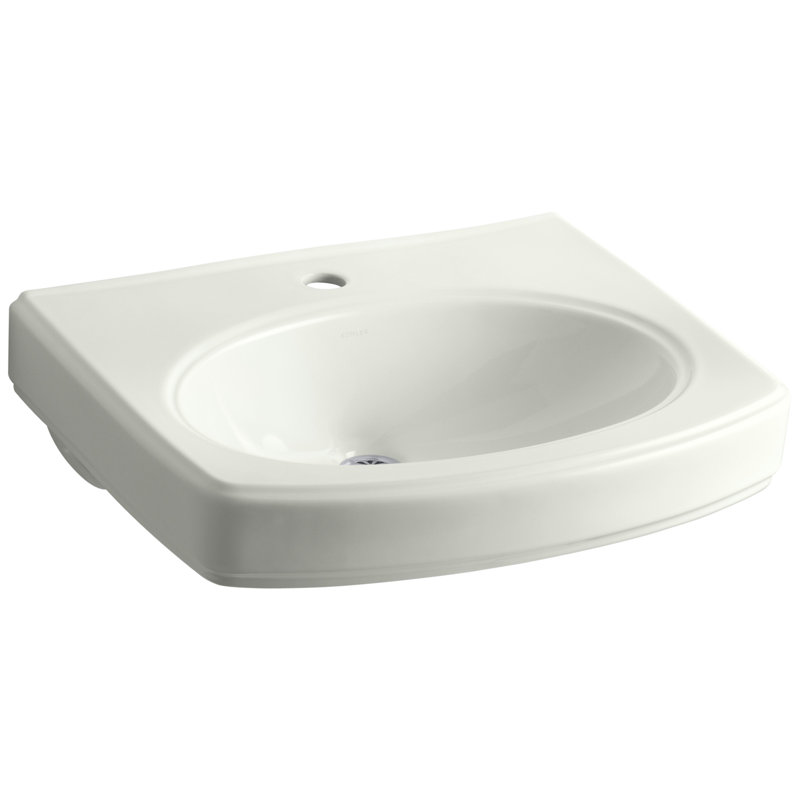 Pinoir Vitreous China 22" Wall Mount Bathroom Sink with Overflow, Dune, Single 
