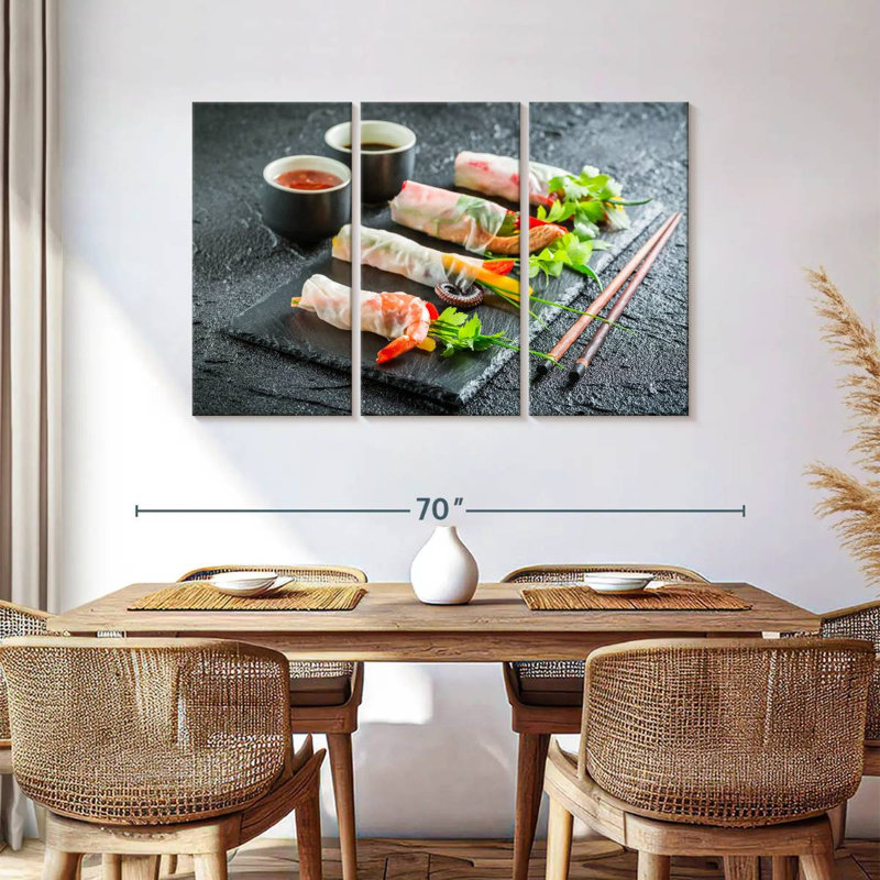 Rouleaux de printemps aux fruits de mer, H 36 po x l 57 po