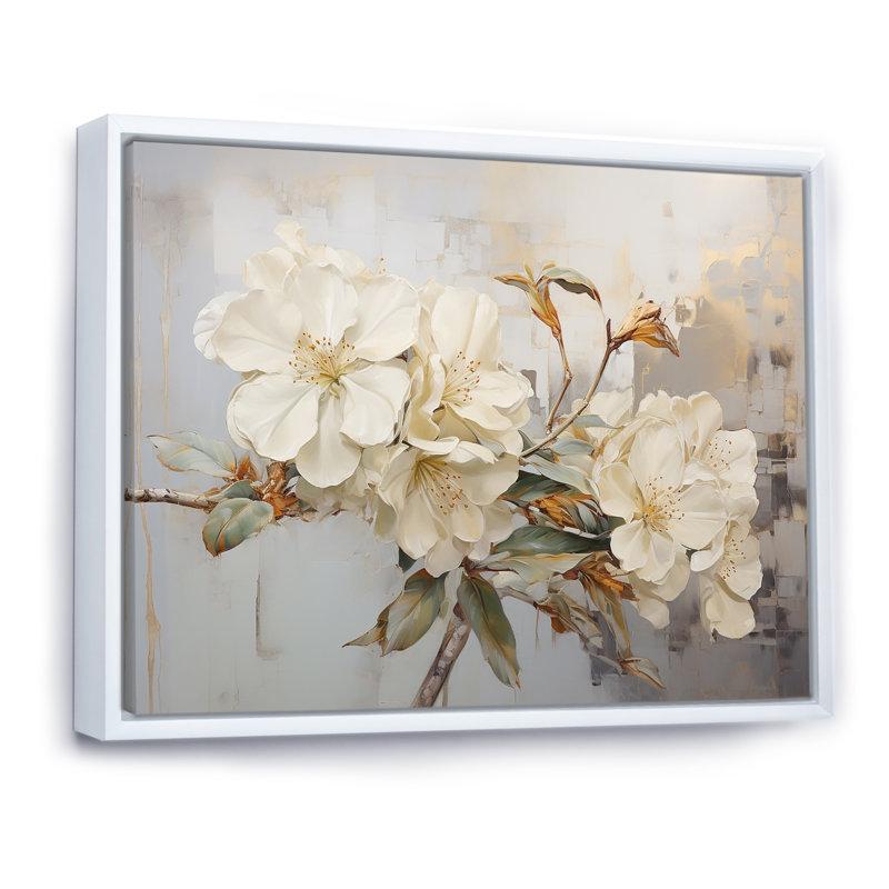 Essence de simplicité rhododendron VI, H 30 po x l 40 po x P 1,5 po, Cadre flottant blanc