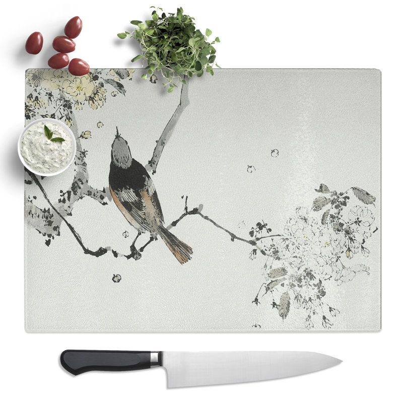 Japanese Swallow By Watanabe Seitei  Glass Chopping Board