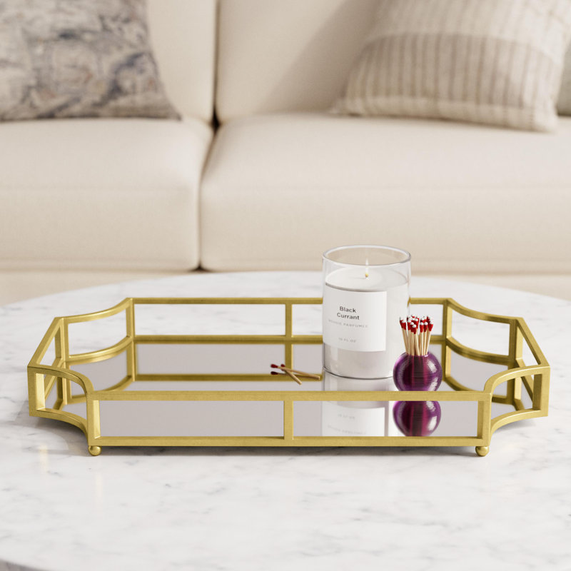 Connie Mirrored Glass Tray, Gold